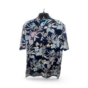 Tori Richard Men's S Blue Floral Hawaiian Aloha Shirt Short Sleeve